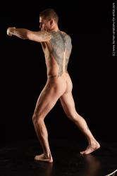 Nude Fighting Man White Standing poses - ALL Athletic Short Brown Standing poses - simple Standard Photoshoot Realistic